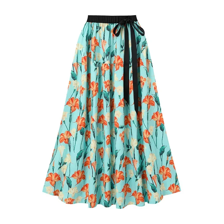 Blue Mini Ruffle Floral Print Bikini Swimsuit and Shorts/Skirt Flaxmaker 