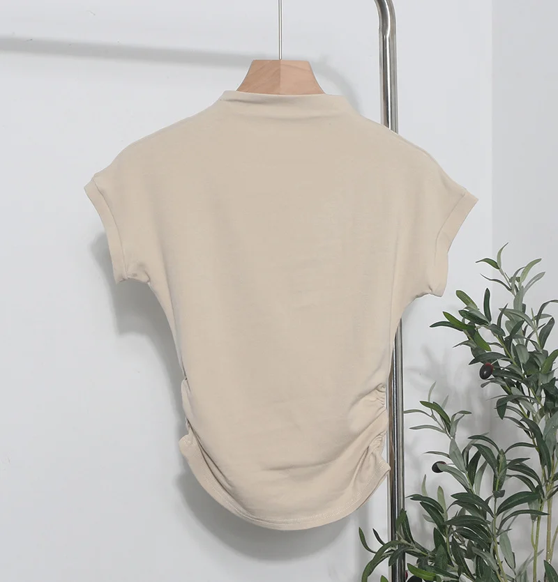 Uveng Real Shoot Half-High Collar Hottie Folded Slimmed Short T-Shirt Jacket Woman 87530