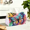 Diamond Art Painting Tissue Box Cover Wear Resist Decorative Paper Napkin Dispenser Multifunction Rhinestone PU Tissue Holder Kit for Adults Home Office Gift (Rainbow Butterfly)