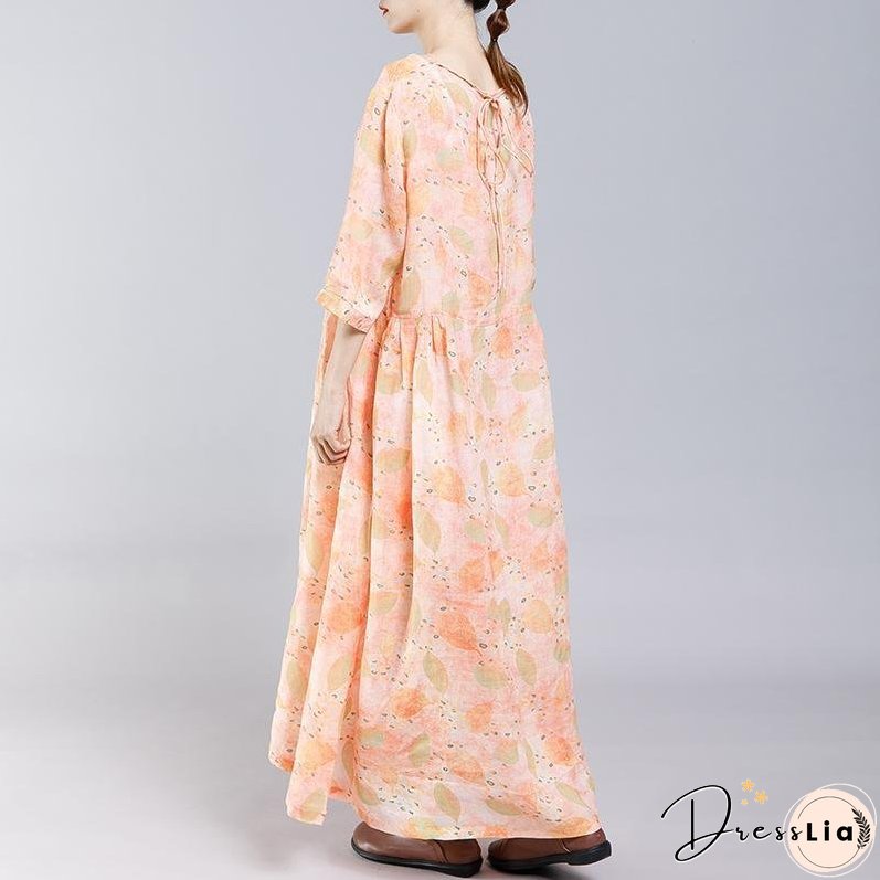 Print V-Neck Button Casual Women Dress