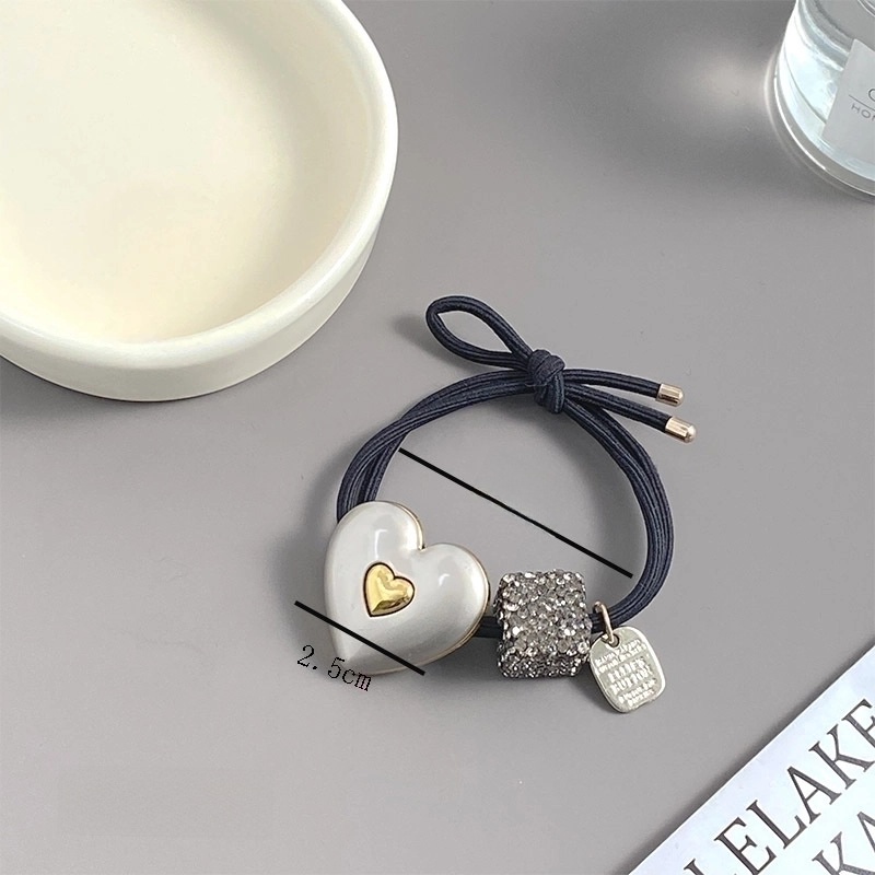 Women's Streetwear Heart Shape Alloy Rhinestone Hair Tie