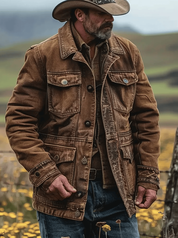 Men's Western Outdoor Multi-Pocket Jacket