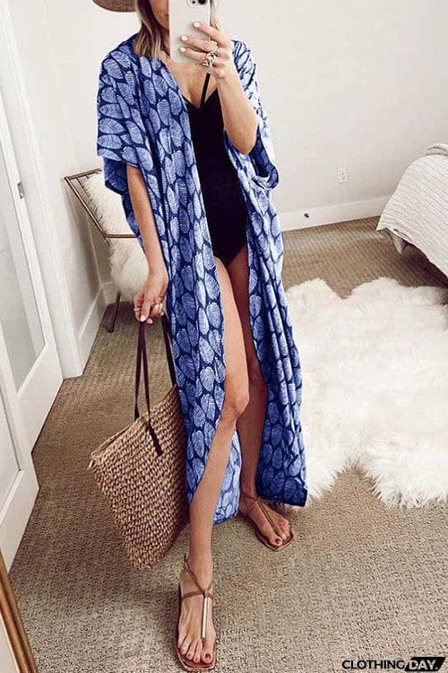 Leaf Belted Kimono Cardigan