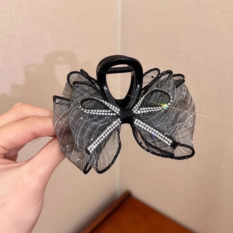 Women’s Minimalist Classic Style Color Block Alloy Inlay Crystal Pearl Hair Claws