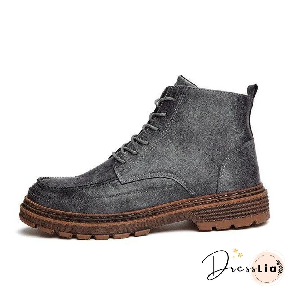 Ankle Men Boots Leather Retro Martin Boots Men Waterproof Tooling Boots Leisure