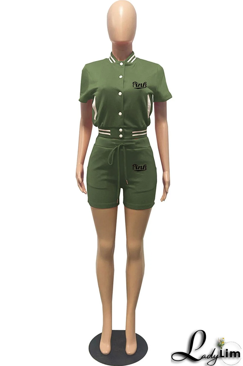 Black Casual Letter Print Patchwork O Neck Short Sleeve Two Pieces