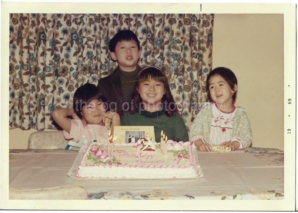 Cake Kids FOUND Photo Poster paintingGRAPH ColorOriginal Snapshot VINTAGE 14 2 R