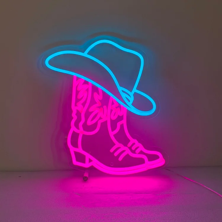 Cowboy Boots Neon Sign Cowboy Hat Led Sign Boots and Hat Western Home Decor Western Cowboy Wall Decor