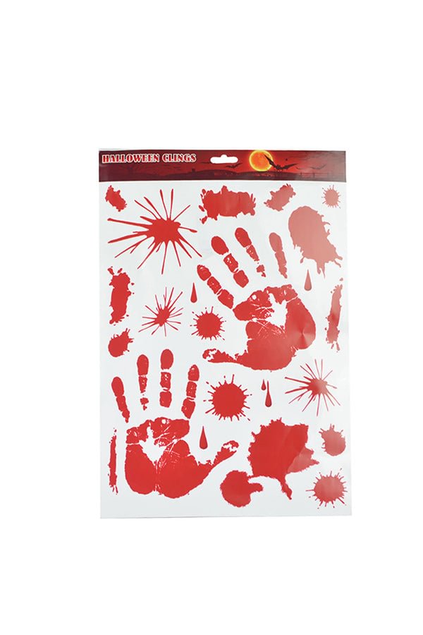 Bloody Hand Print Wall Stickers For Halloween Decoration Red-elleschic