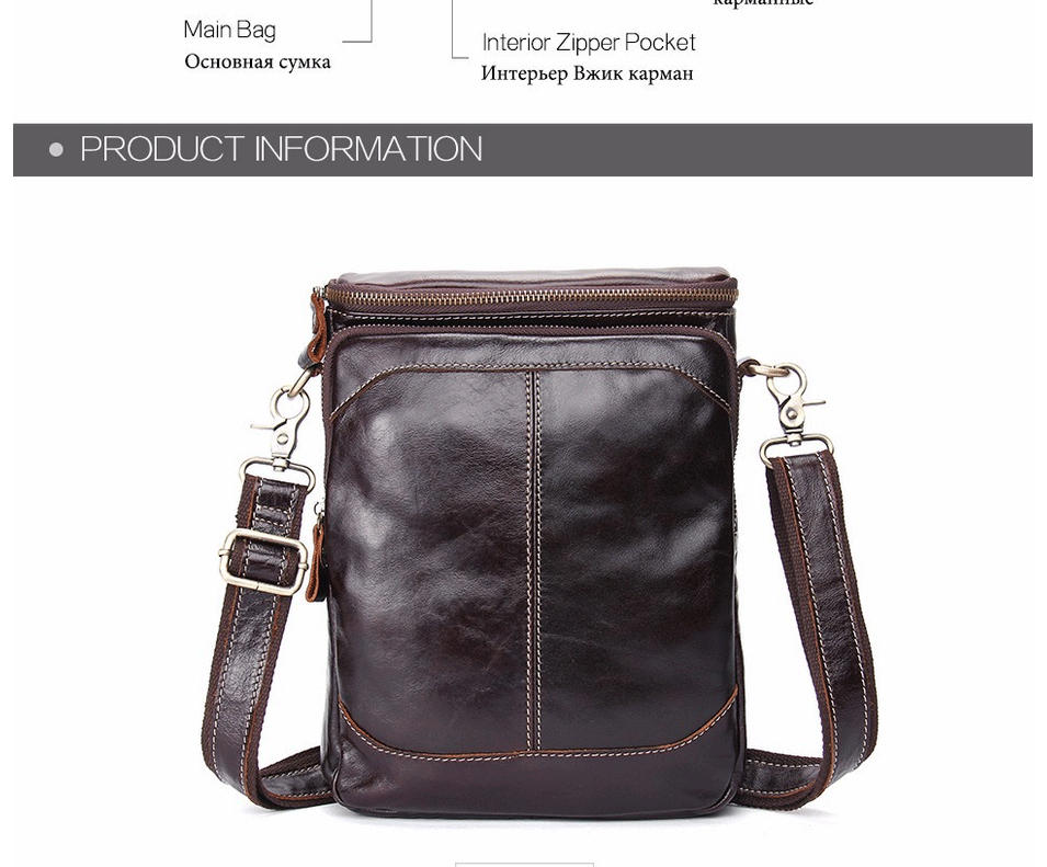 Retro Handmade Cowhide Leather Men's Single Shoulder Bag