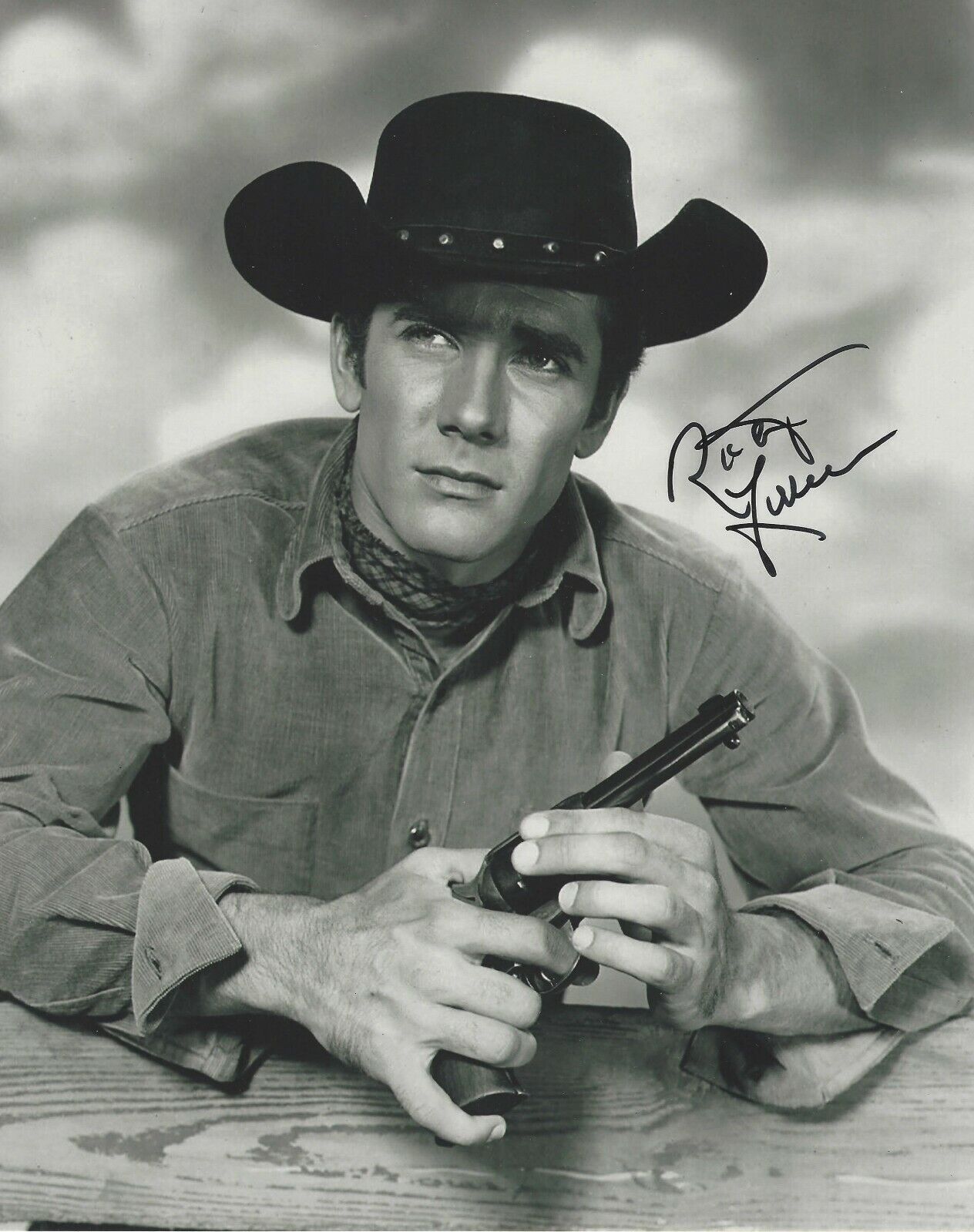 ROBERT FULLER SIGNED AUTHENTIC 'LARAMIE' 8x10 Photo Poster painting 2 w/COA WAGON TRAIN ACTOR