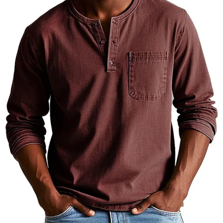 Men's Retro Denim Fashion Distressed Raglan Sleeve Stand Collar Long Sleeve Top main image 0