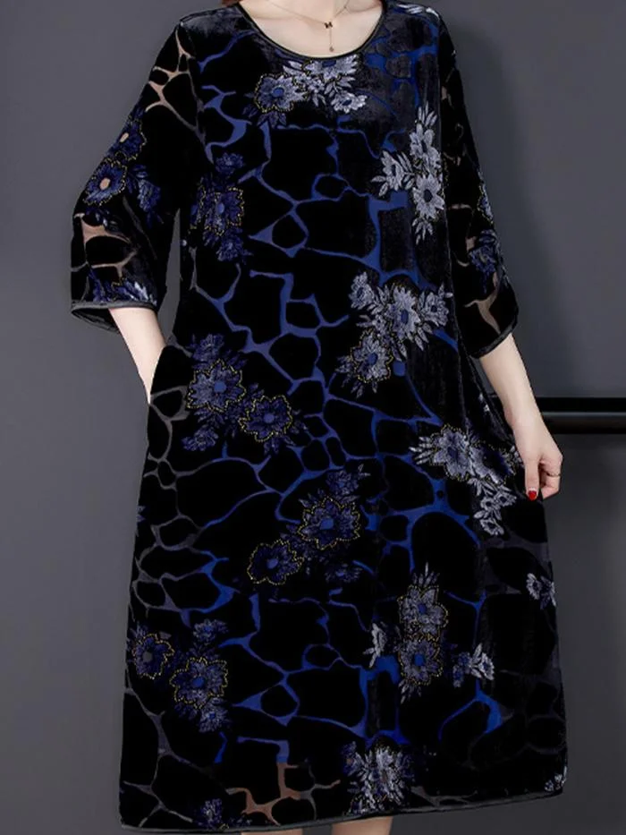 Fashion Plus Size Gold Velvet Dress