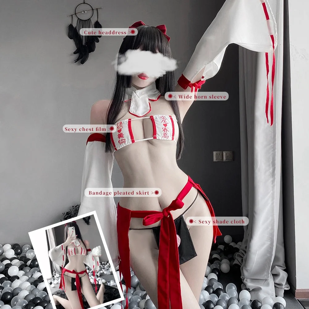 Japanese Anime Cosplay Costumes Super Sexy Kimono Bra Strap Panties Erotic Wizard Role Play Halloween Outfit For Women 2021 New