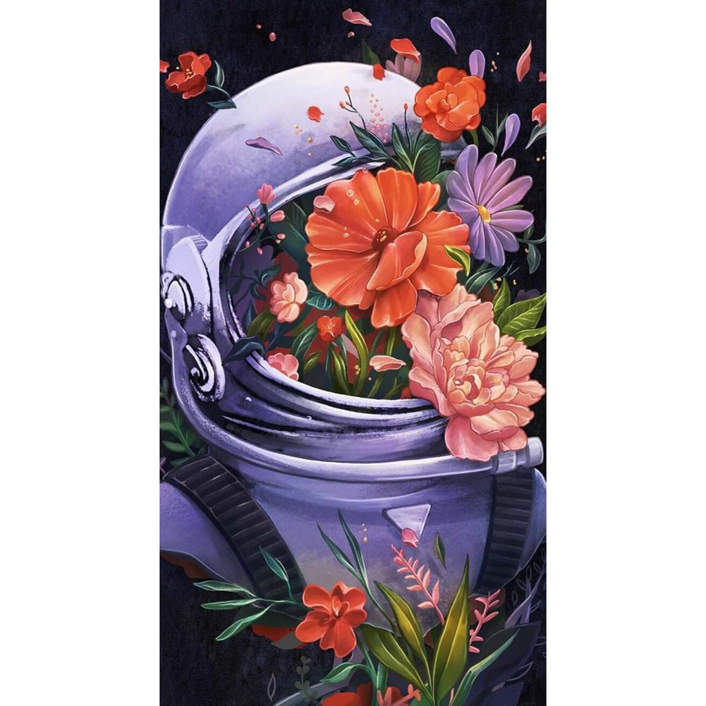 Flower Helmet - Full Round - Diamond Painting