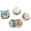 8pcs/set Diamond Painting Sea Coaster Round Cup Cushion Home Decor