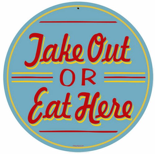 Jake out or eat here- Round Shape Tin Signs/Wooden Signs - 30*30CM