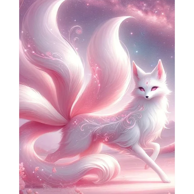 Pink Nine-Tailed Fox (40*50cm) 11CT Stamped Cross Stitch