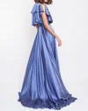 satin embroidered ruffled maxi dress