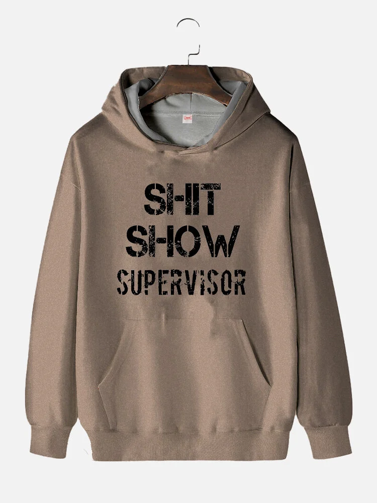 Brown SHIT SHOW SUPERVISOR Printing Hooded Sweatshirt BestDVibe