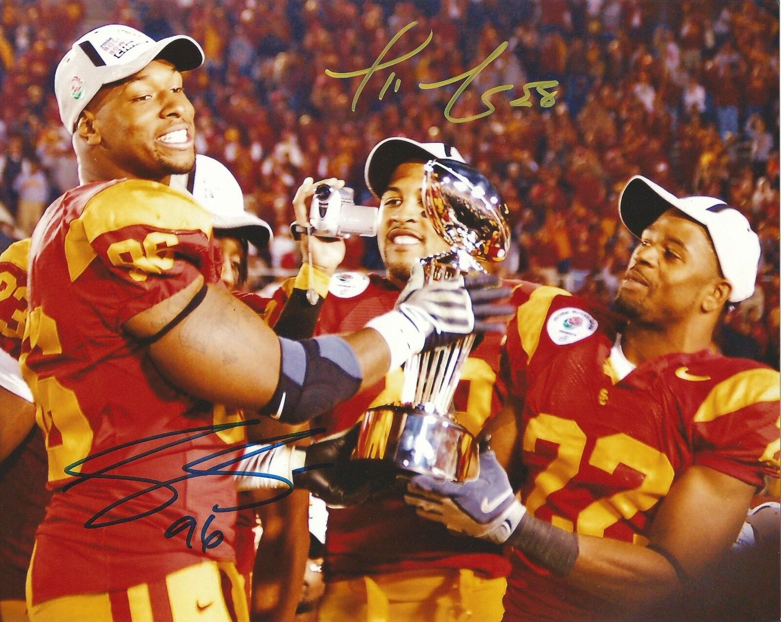 Terrell Thomas & Lawrence Jackson USC Trojans Signed 8x10 Photo Poster painting 2008 Rose Bowl