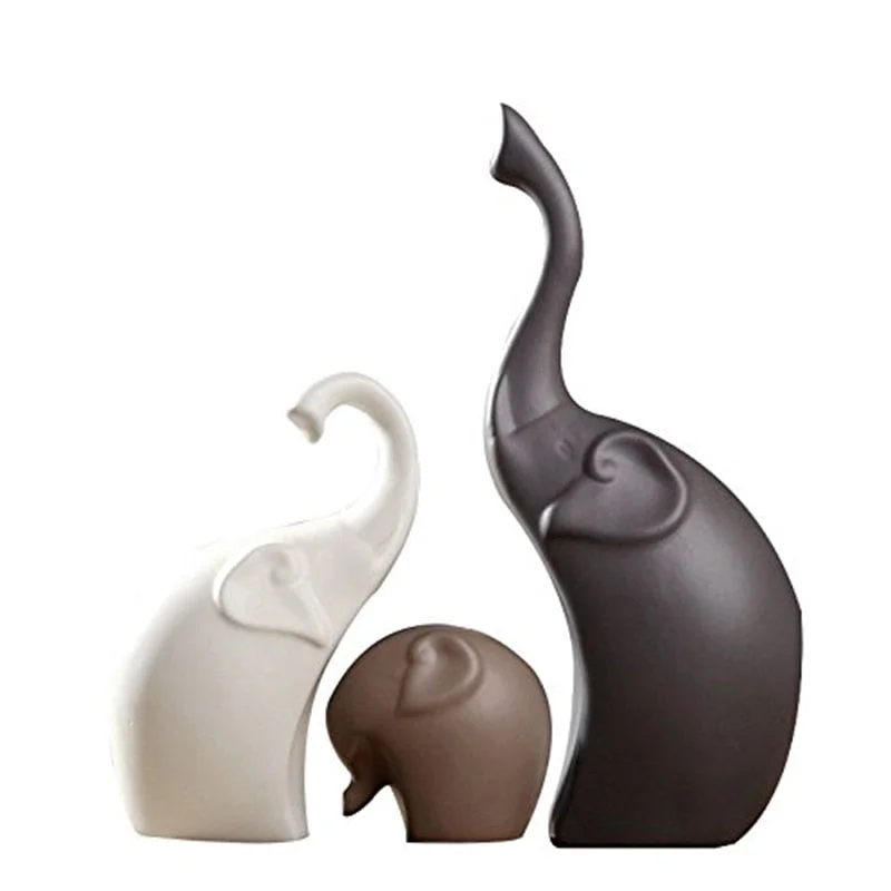 Europe Ceramics Elephant Figurines Animal Ornaments Handicrafts Miniatures Gifts for Home Wedding Decoration Crafts