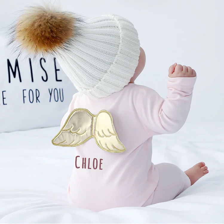 Personalized Baby Angel Wings Long Sleeve Romper