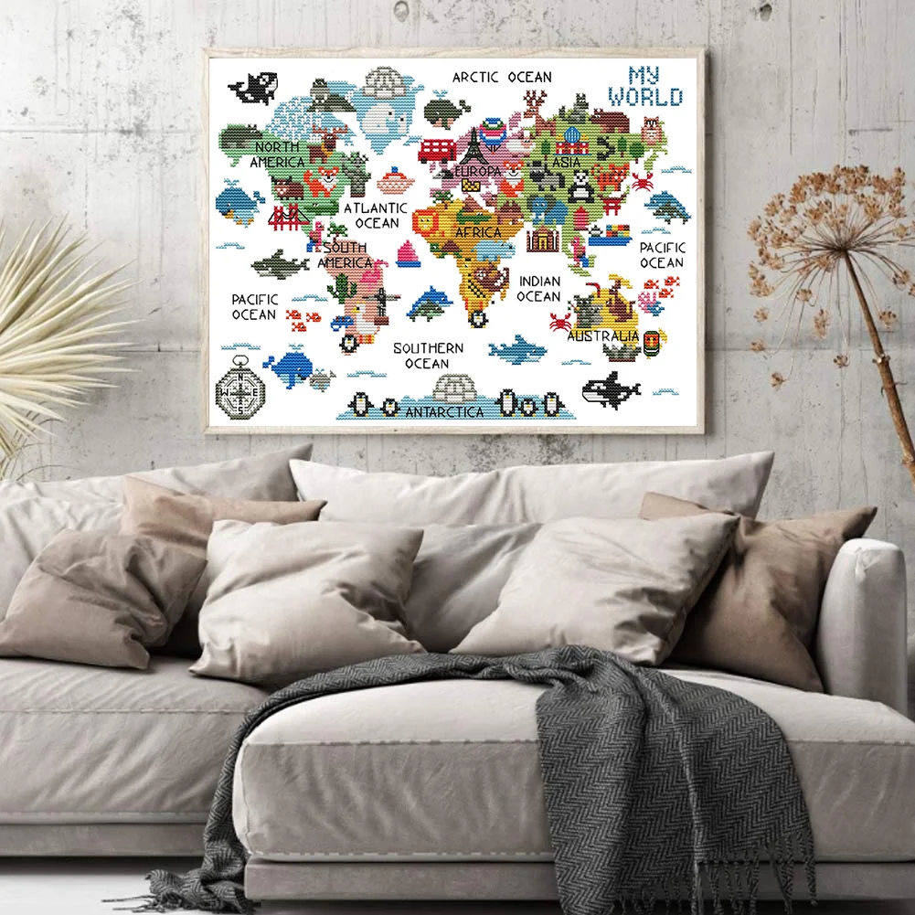 14CT Counted Cross Stitch - Animal Worl(Canvas|40*53CM)