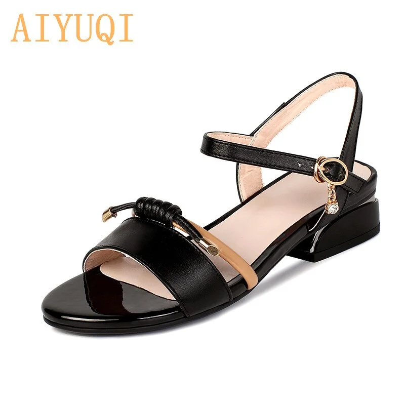 AIYUQI Women's Sandals Rome Summer New Thick Heel Sandals Women Strap Large Size 41 42 43 Sandals Ladies