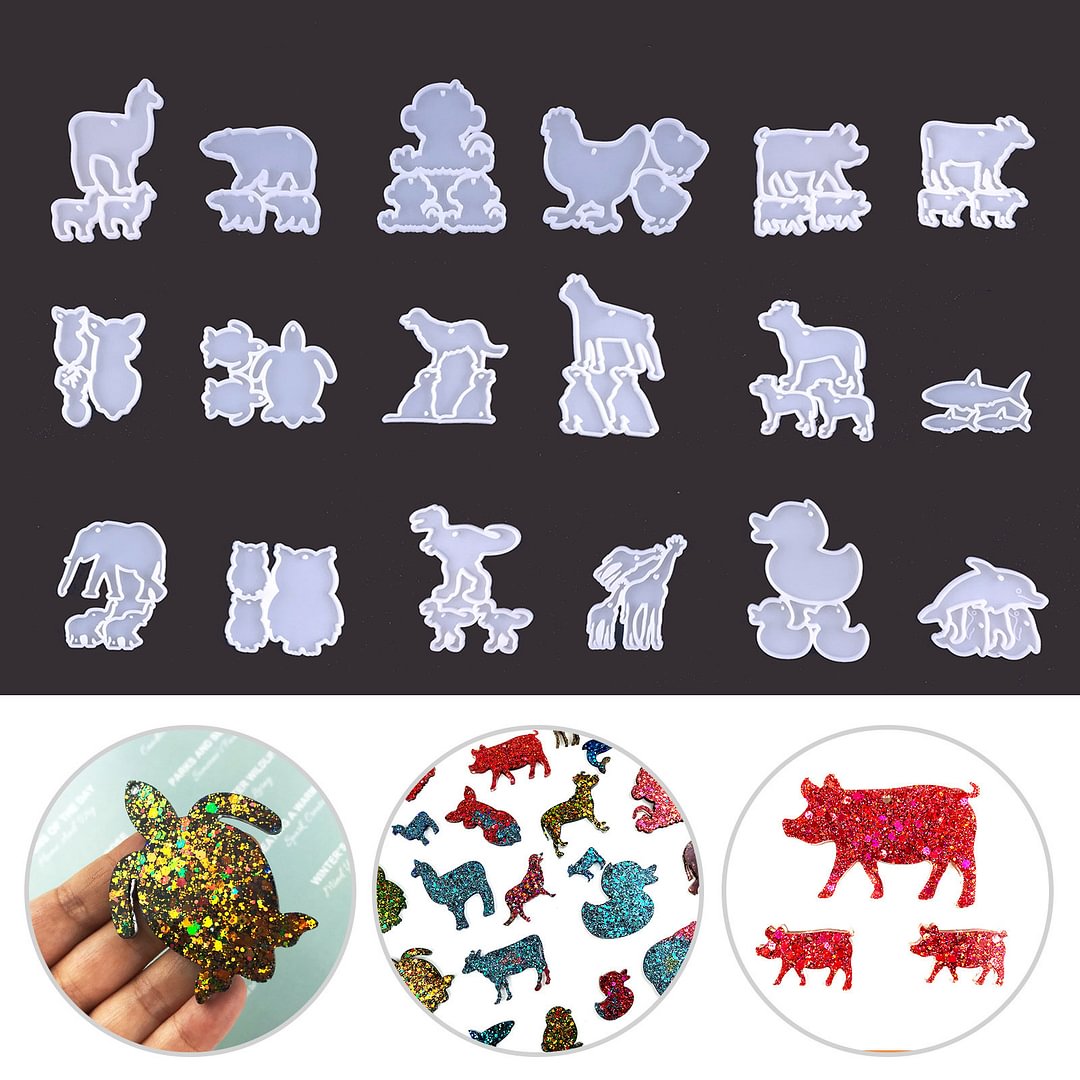18 Kinds of Animal Keychain Resin Molds