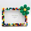 Daisy Flower DIY Building Block Photo Frame Kit,Creative Handmade Assembled Photo Frame Handmade Craft Gift Home Tabletop Display Decor