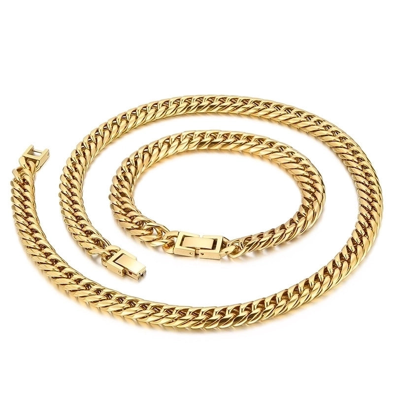 Hip-Hop Retro Solid Color Titanium Steel Plating 18K Gold Plated Men’s Necklace