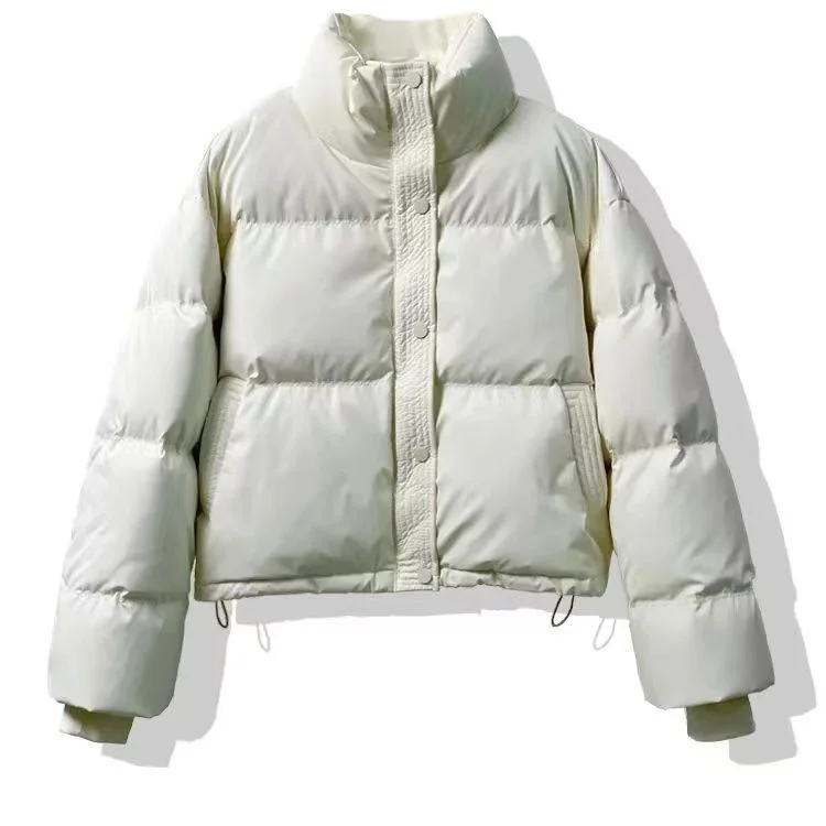 Woherb Korean Short Standing Collar Down Cotton-Padded Jacket Lady Autumn And Winter New Advanced Sense Temperament Casual Small Warm Cotton-Padded Jacket-Outfit Ideas