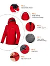 Women's heated jacket with battery pack, heated jacket with detachable hood, waterproof and windproof