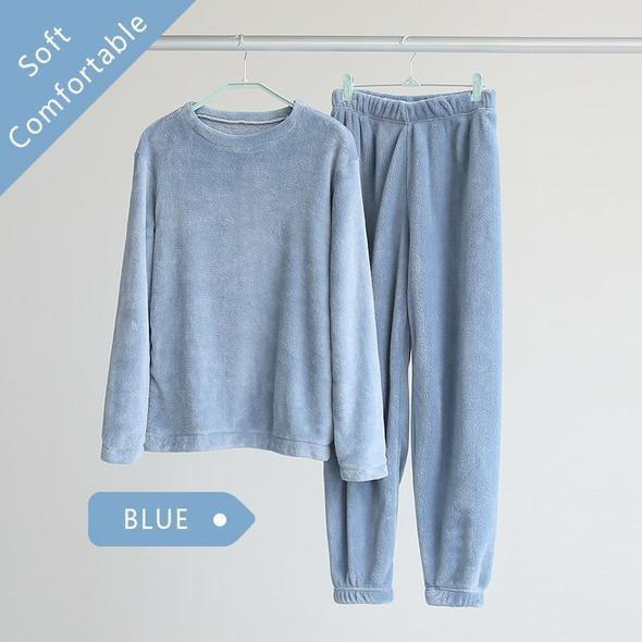  thdmladies Solid Color Coral Fleece Warm Loungewear Set thedmladies