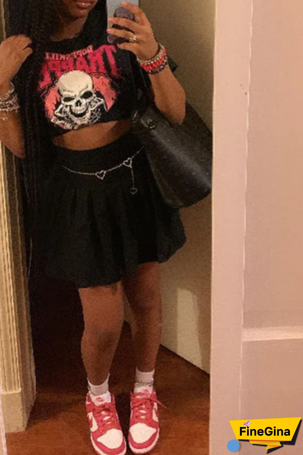 Black Street Daily Print Patchwork O Neck T-Shirts