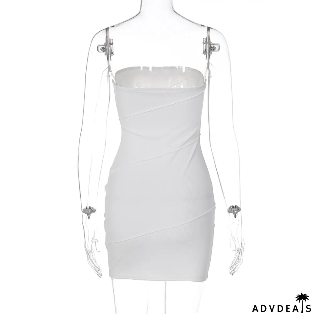 Solid Ribbed Bandeau Dress