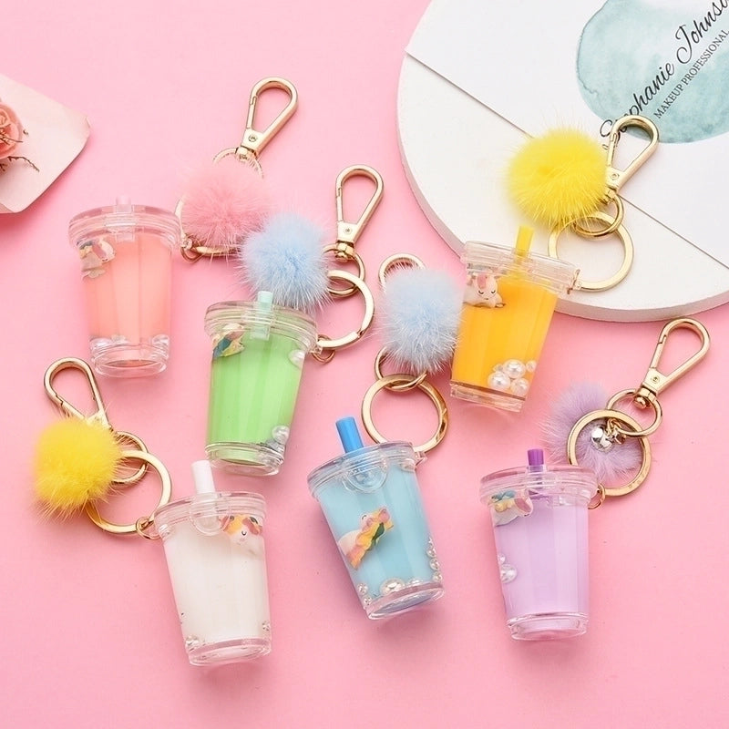 Cartoon Milk Tea Bottle Acrylic Keychain