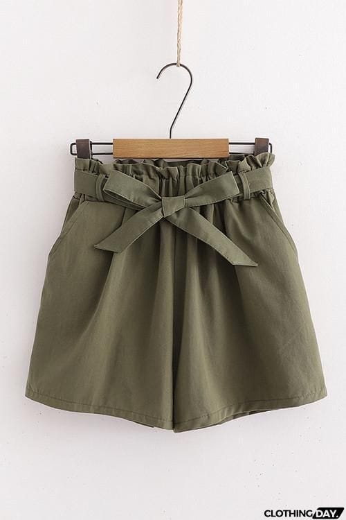 Bow Tie Elastic Waist Shorts