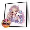 Fille rose licorne-partial sp&eacute;cial diamant peinture-30 * 30cm