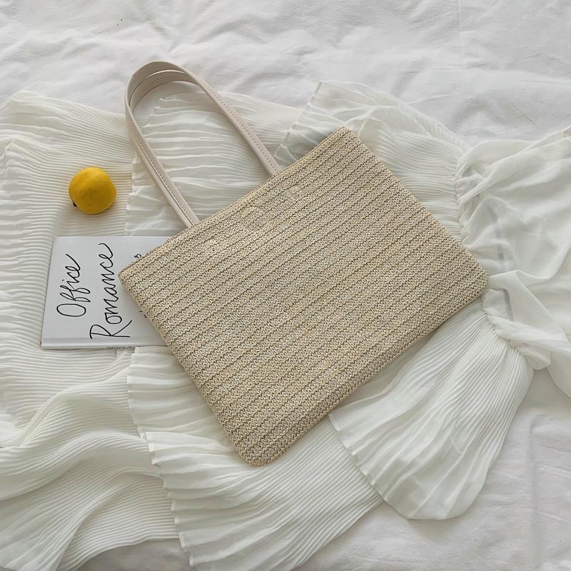 Mature Ladies Fashion Straw Woven All-Match Tote Bag