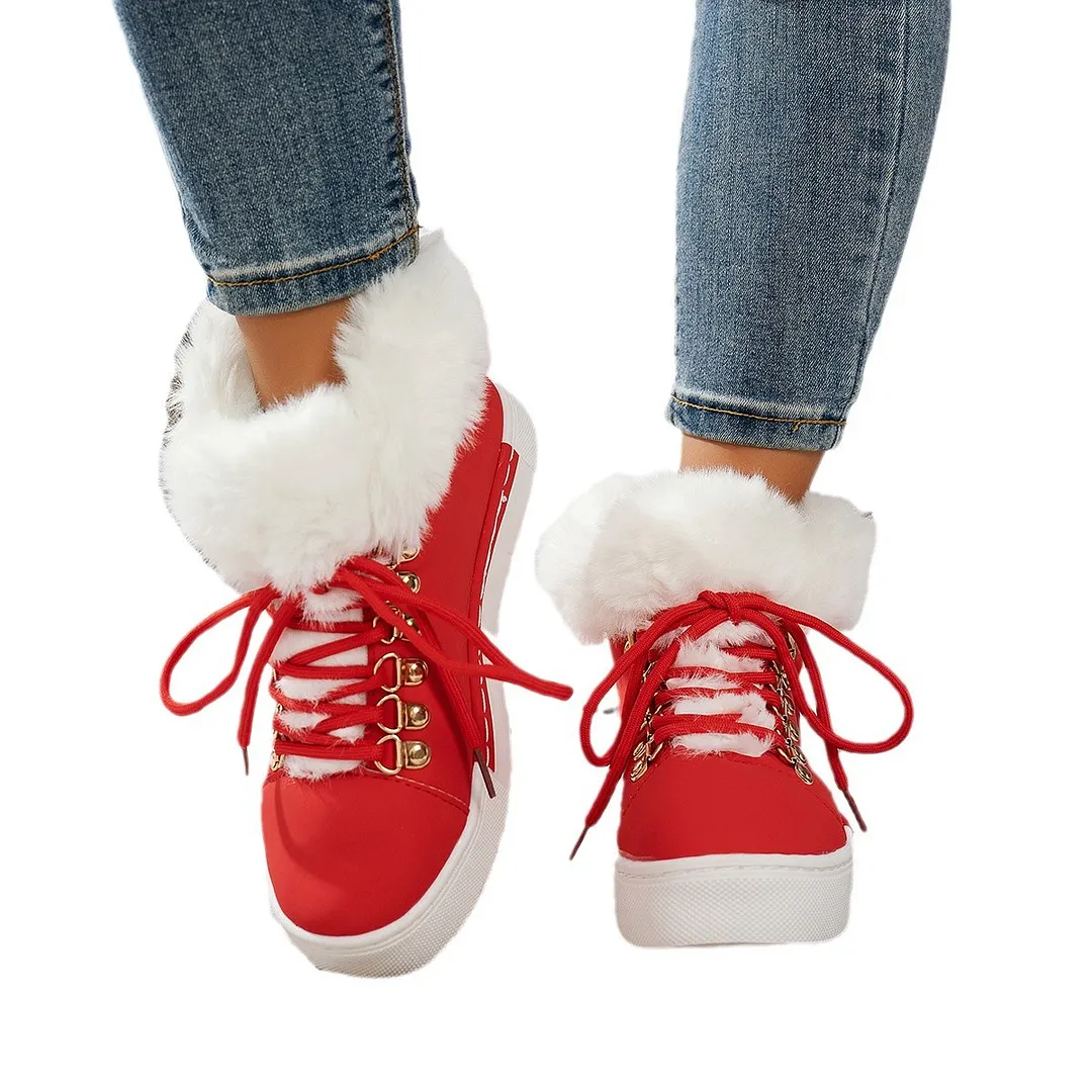Breakj Breakj The Autumn And Winter Of 2025, The New Large-Size Fur-Snow Boots Are Taut With Thick-Bottomed Round Head Ladies Cotton.