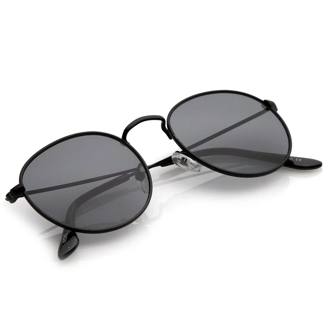 Classic Full Metal Frame Slim Temple Round glasses 45mm