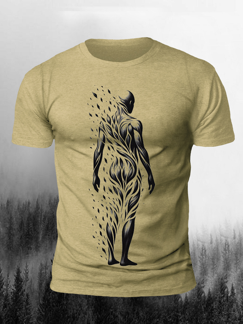 Men's Humanoid Floating Print Casual Short Sleeve T-shirt