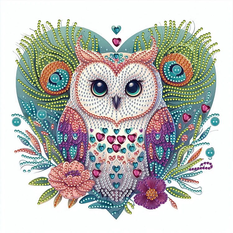 Love Owl 30*30cm (Canvas) Special Shaped Drill Diamond Painting gbfke