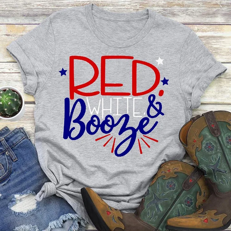 Red White and Booze T-shirt Tee --Annaletters