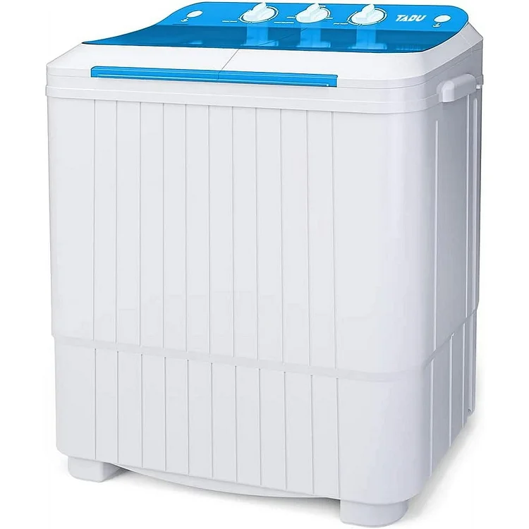 TABU Portable Washing Machine, Mini Washer, 16.5lbs Compact Twin Tub Wash&Spin Combo for Apartment, Dorms, White&Blue