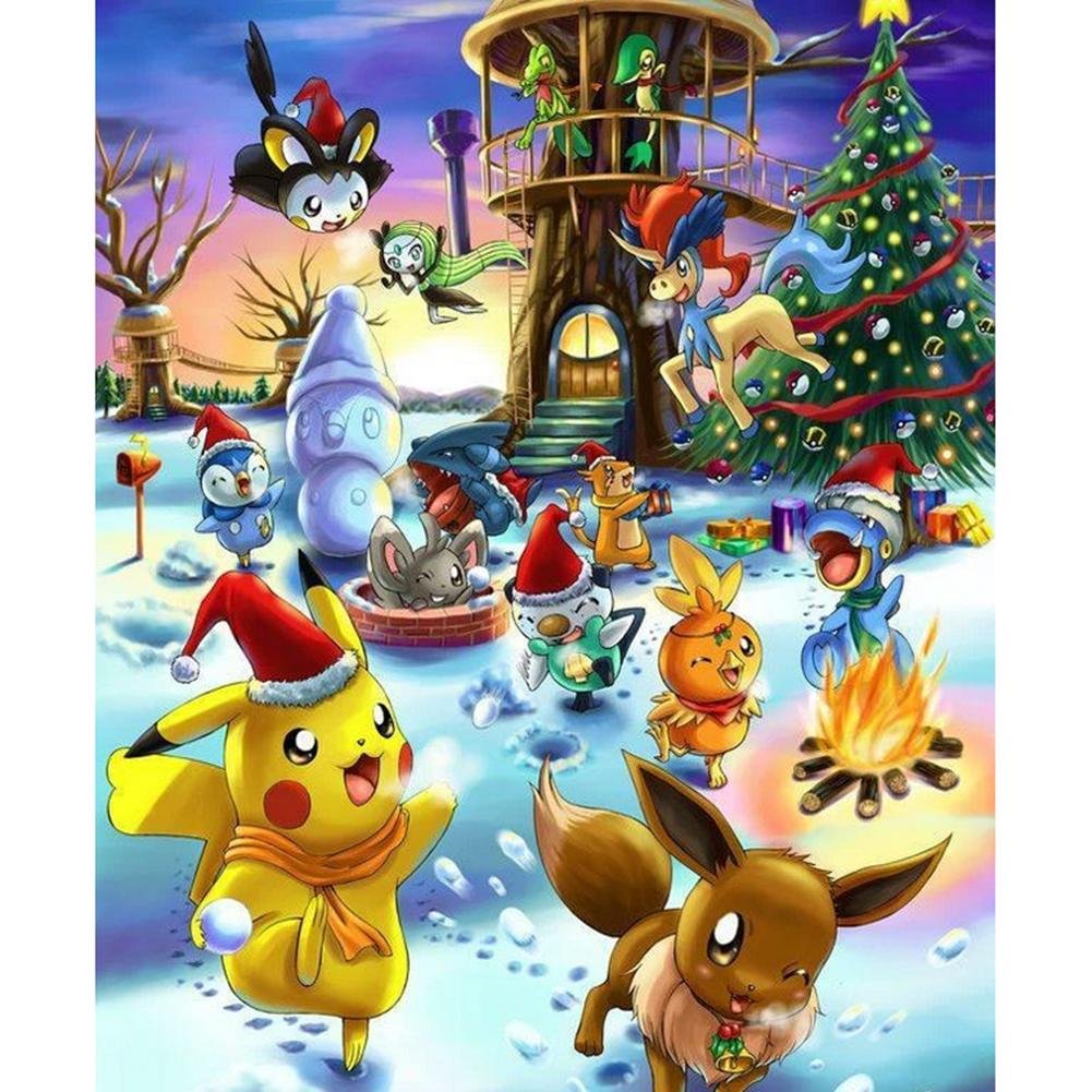 Big Size Round Diamond Painting - Cartoon Figure Pikachu(40*50cm)