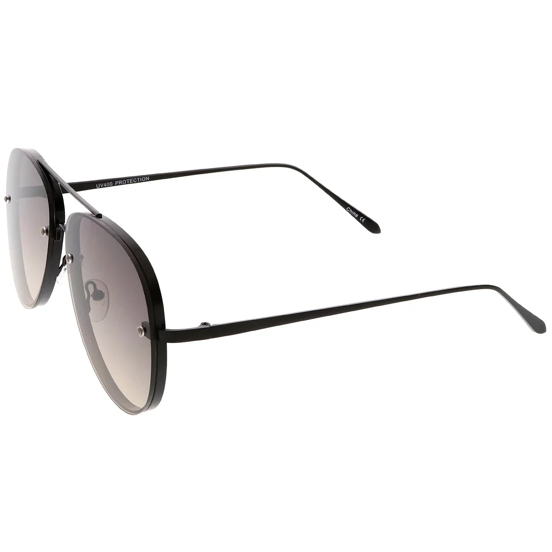 Oversize Rimless Aviator glasses Thick Frame Gradient Flat Lens 60mm