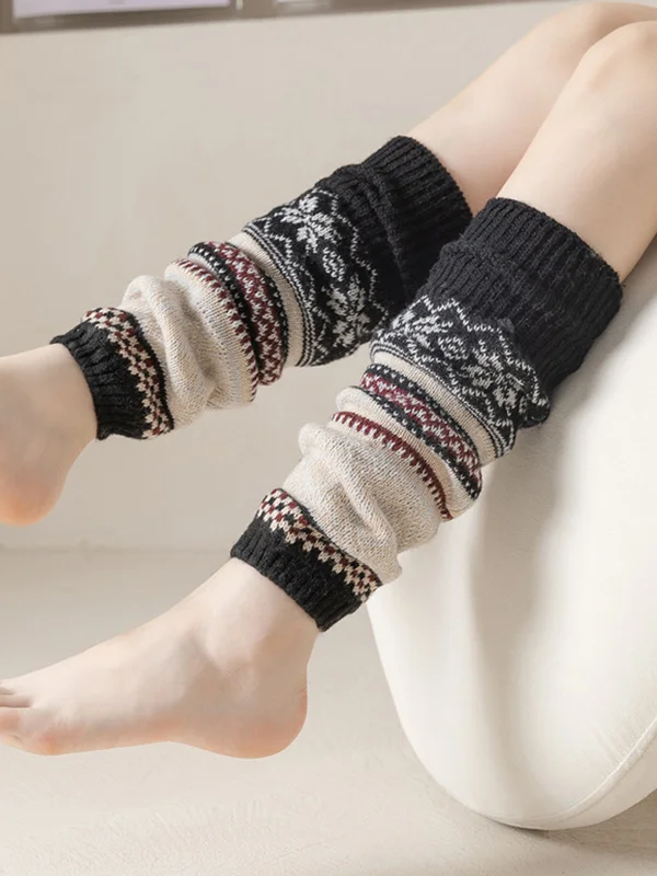 Casual Wool Keep Warm Printed Leg Warmers Accessories